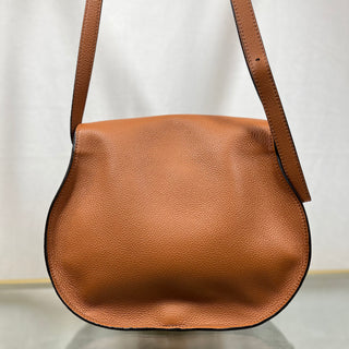 CHLOE Marcie Saddle Bag Medium Brown Grained Calfskin Leather Shoulder Bag