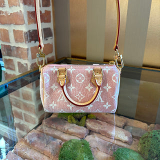 LOUIS VUITTON Pink Monogram Denim Nano Speedy