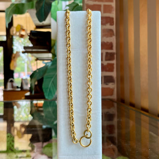 CHANEL Vintage 1994 CC Quilted Teardrop Pendant Gold-Tone Brass Necklace
