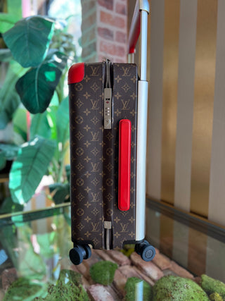 LOUIS VUITTON Horizon 55 Brown Red Monogram Canvas Rolling Luggage Coquelicot