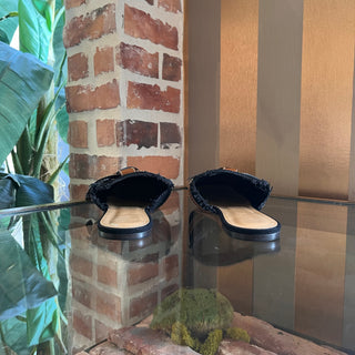 LOEWE Black Denim Grate Slip On Mules SZ 40 (US 10)
