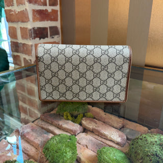 GUCCI GG Emblem Wallet with Leather Strap
