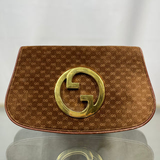 GUCCI Vintage Blondie GG Suede Monogram Clutch