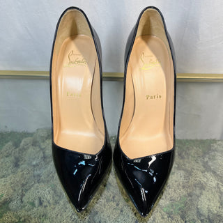 CHRISTIAN LOUBOUTIN Carnielle Black Patent Leather Heels SZ37 1/2