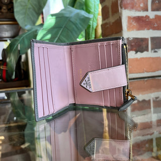 PRADA Small Gray Pink Saffiano Smooth Leather Wallet