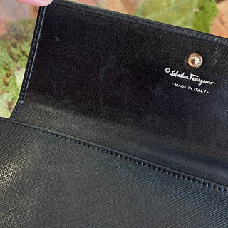 FERRAGAMO Glancini Continental Black Leather Wallet