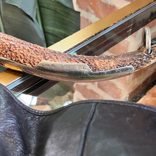 SAINT LAURENT Mombasa Horn Black Leather Vintage Hobo Bag