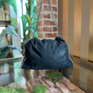 STELLA MCCARTNEY Falabella Black Vegan Grained Shaggy Deer Tote Bag
