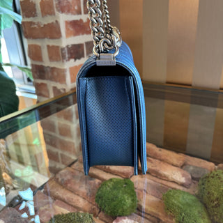 CHANEL Blue Perforated Medium Boy Bag