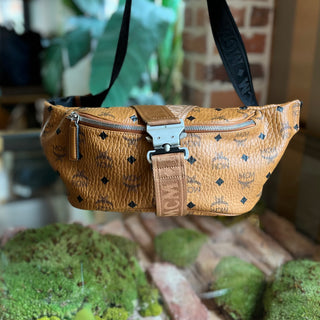 MCM Tan Visetos Monogram Canvas Belt Bag