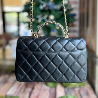 CHANEL Twist Flap Black Lambskin Top Handle Bag