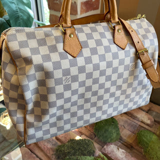 LOUIS VUITTON Speedy Bandouliere 35 Damier Azur Canvas Satchel