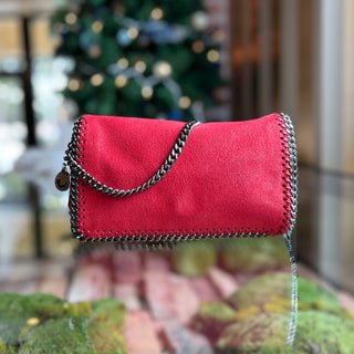 STELLA MCCARTNEY Falabella Red Vegan Shaggy Deer Crossbody Bag