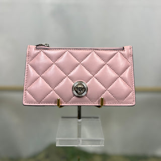 VERSACE La Medusa Zip Card Holder Wallet Light Pink TS3719