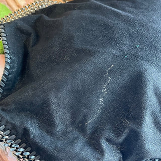 STELLA MCCARTNEY Falabella Black Vegan Grained Shaggy Deer Tote Bag
