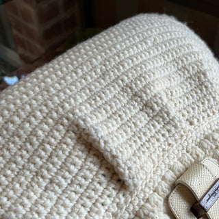 FERRAGAMO Marisa Cream Crochet Shoulder Bag