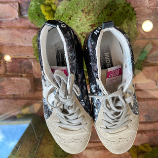 GOLDEN GOOSE Midstar Gray Silver Mulitcolor Sequin Suede Lace Up Sneakers SZ38(8US)