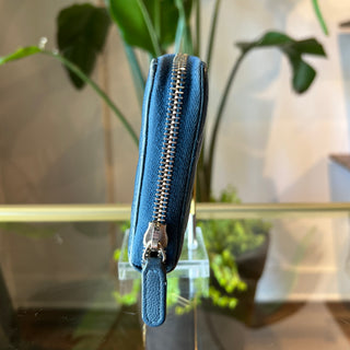 CHANEL Zip Around Blue Quilted Caviar Long Wallet