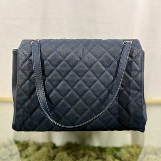 CHANEL Iridescent Caviar Medium Lady Pearly Flap Navy ADI1121