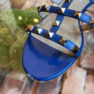 VALENTINO Rockstud Royal Blue Leather Sandals SZ36.5(6.5US)