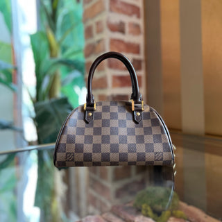LOUIS VUITTON Ribera Mini Damier Ebene Canvas Top Handle Bag