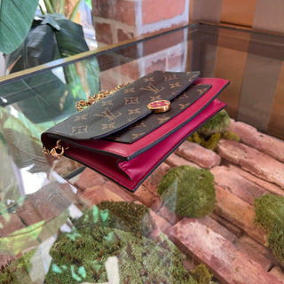 LOUIS VUITTON Flore Wallet Fuchsia Monogram Chain Crossbody