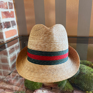 GUCCI Raffia Web Stripe Fedora Hat SZ 57 (M)