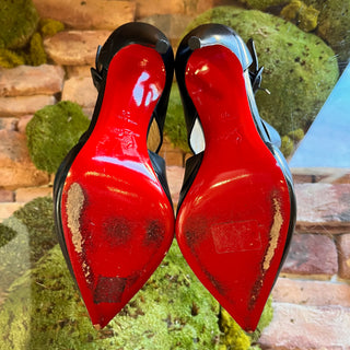 CHRISTIAN LOUBOUTIN Sharpeta Black Leather Pumps SZ 38 (US 8)