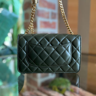CHANEL Pillow Crush Wallet On Chain Olive Green Lambskin Crossbody