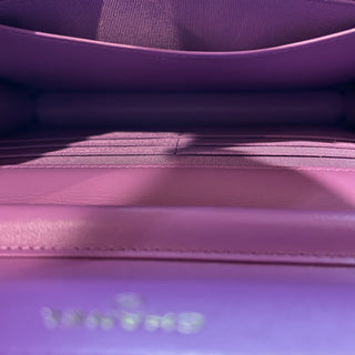 CHANEL Wallet On Chain Purple Quilted Patent Leather Crossbody Bag