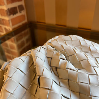 BOTTEGA VENETA The Pouch White Intrecciato Nappa Leather Clutch