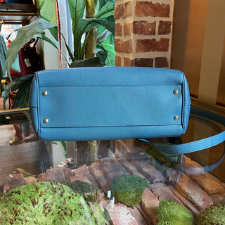 DOLCE&GABBANA Sicily Blue Dauphine Calfskin Leather Top Handle