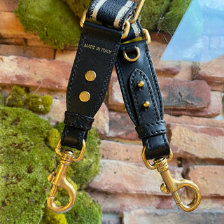DIOR Blue Embroidered Christian Dior Paris Bag Strap