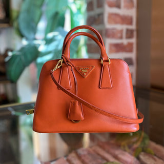 PRADA Promenade Orange Saffiano Lux Dome Top Handle