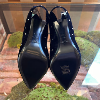 SAINT LAURENT Black Velvet Crystal Boots SZ 36 (US 6)