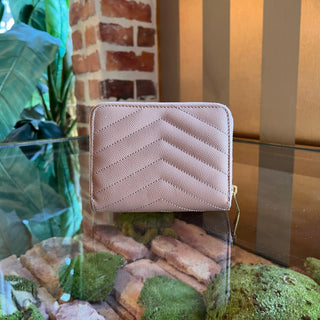 SAINT LAURENT Cassandre Matelassé Dark Beige Grain De Poudre Leather Compact Wallet