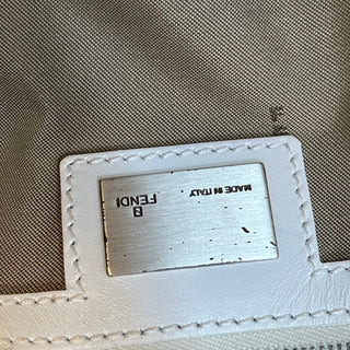 FENDI Light Beige White FF Zucchino Zip Satchel Bag