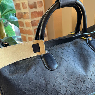 GUCCI XL Zip Duffle Vintage Web Canvas Travel Bag