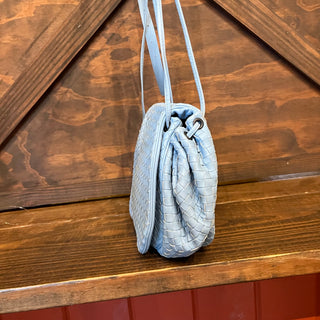 BOTTEGA VENETA Blue Intrecciato Nappa Leather Drawstring Crossbody