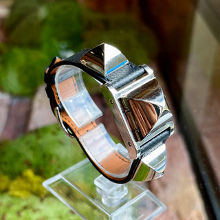 HERMES Medor Black Leather Strap Watch