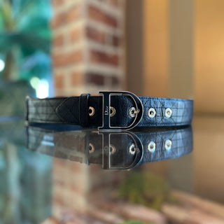 DIOR Cannage D Buckle Black Leather Belt SZ 90