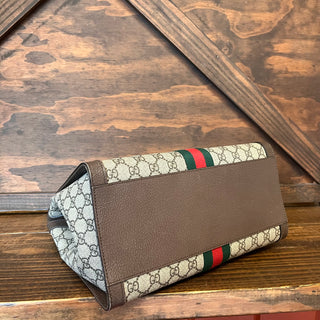 GUCCI Ophidia Medium GG Supreme Monogram Web Brown Tote