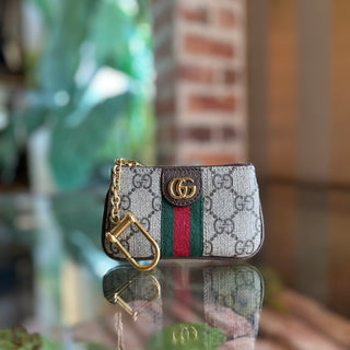 GUCCI Ophidia Beige GG Supreme Canvas Key Pouch