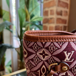 LOUIS VUITTON Neverfull MM 1854 Maroon Jacquard Canvas Tote Bag