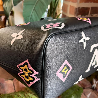 LOUIS VUITTON Neverfull MM Wild At Heart Black Canvas Tote