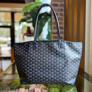 GOYARD Artois MM Marine Blue Goyardine Canvas Tote