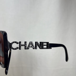 CHANEL 5422-B Dark Navy Blue Acetate Semi Cat Eye Oversized Sunglasses