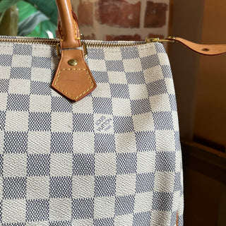 LOUIS VUITTON Speedy 30 Damier Azur Canvas Satchel