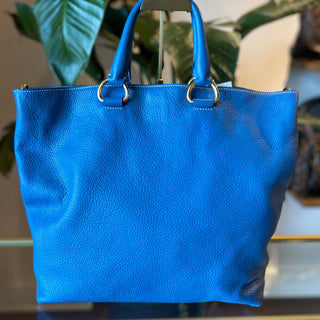 PRADA Blue Vitello Daino Leather Tote