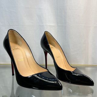 CHRISTIAN LOUBOUTIN Carnielle Black Patent Leather Heels SZ37 1/2